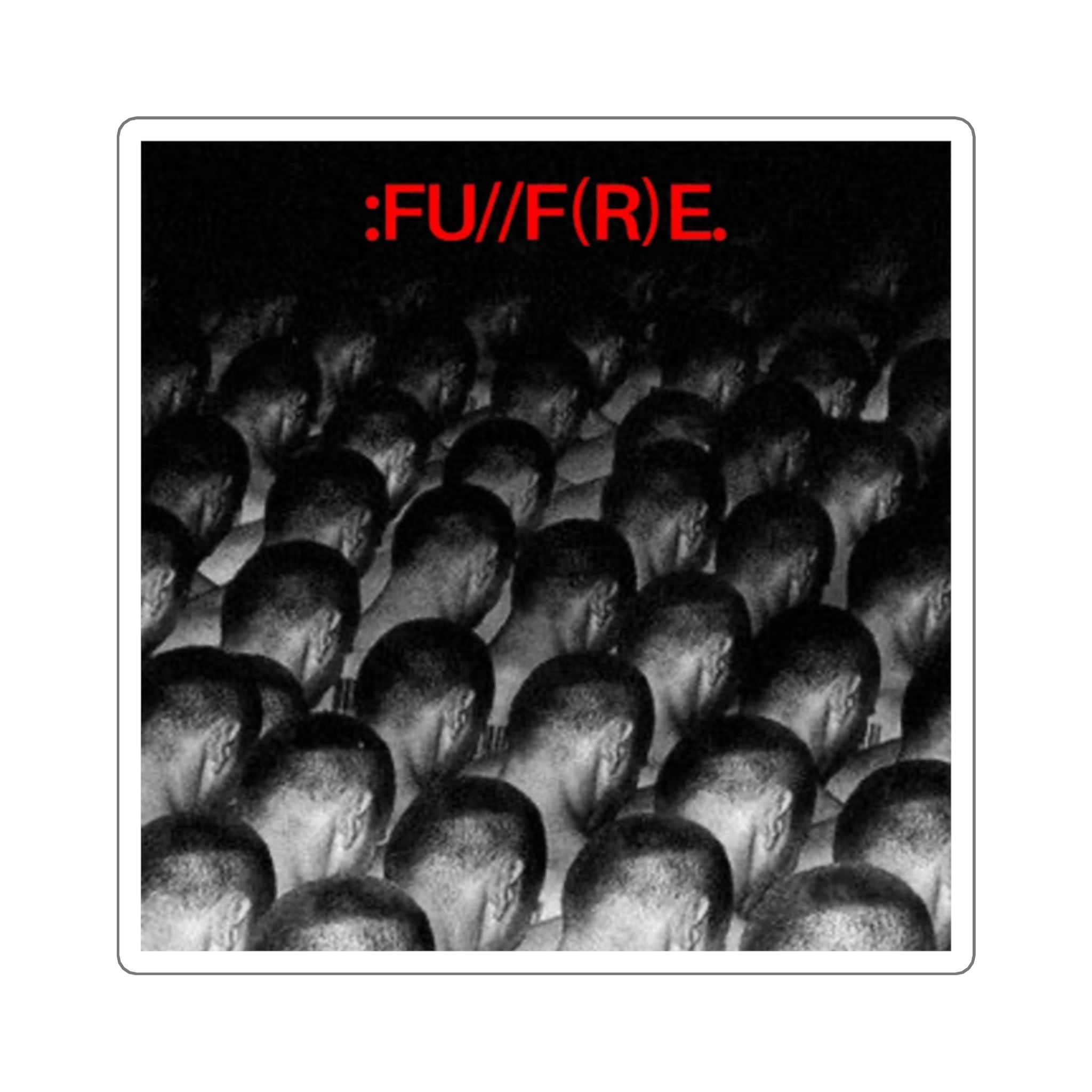 Square Sticker — FU/F(R)E Black & Red Repetitive Head Design