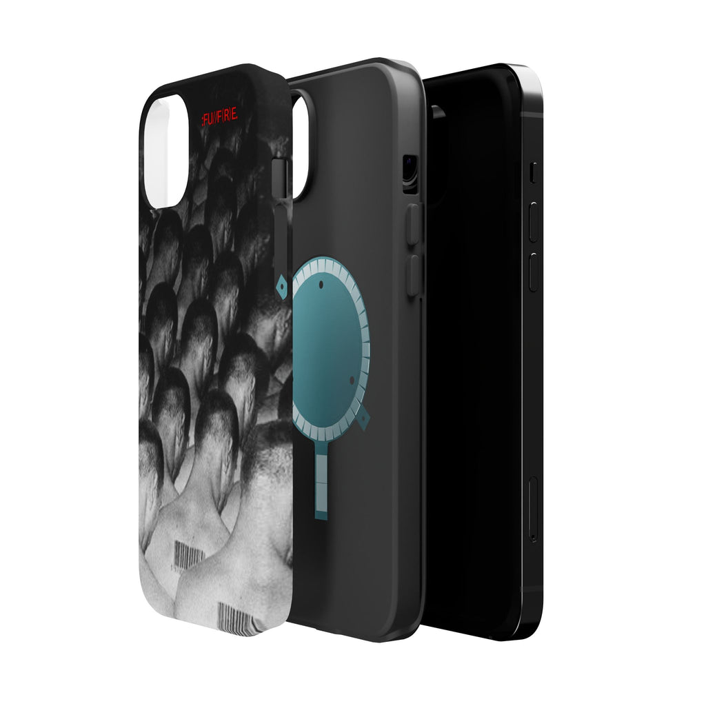 iPhone Magnetic Impact Case — Barcode Heads Monochrome Art Design