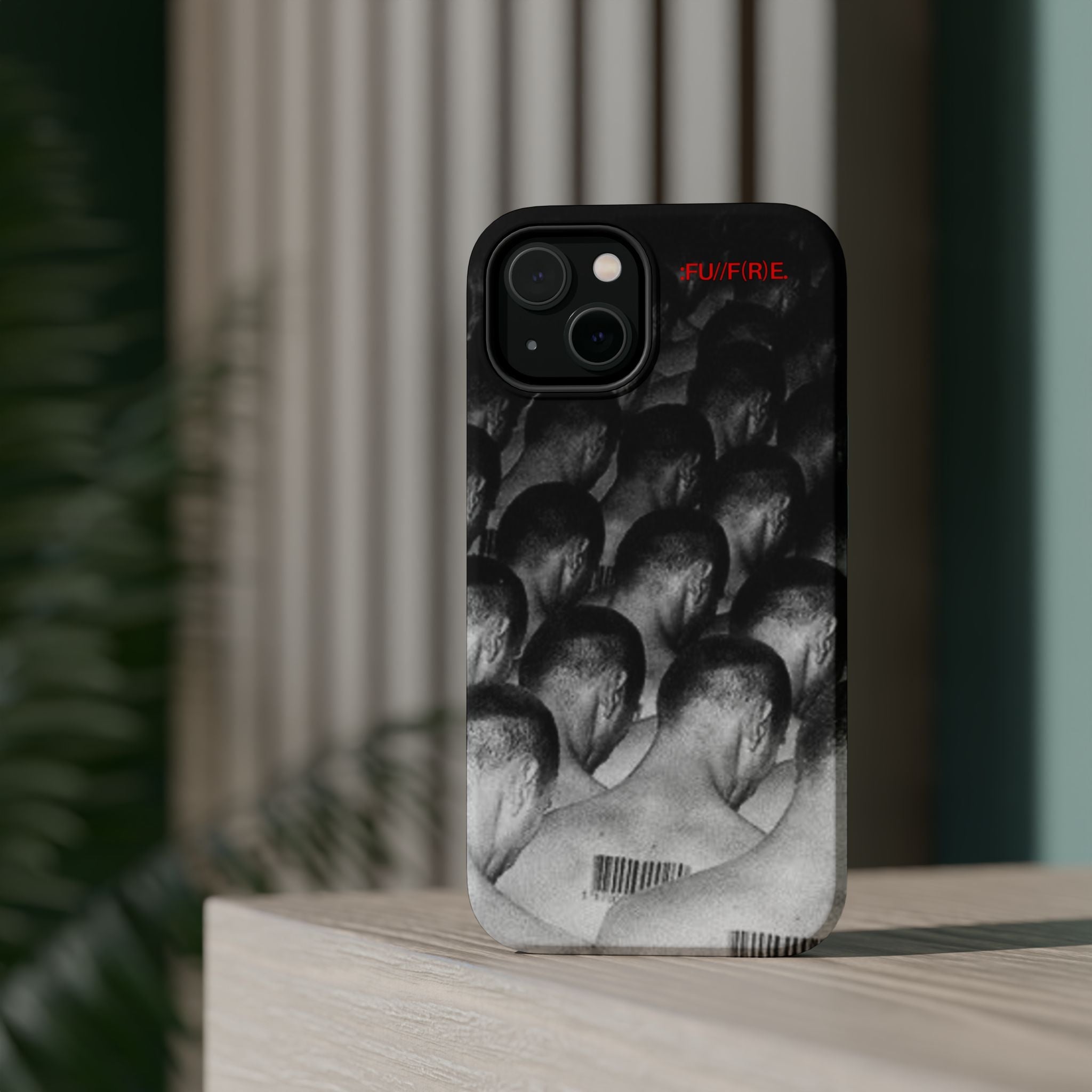 iPhone Magnetic Impact Case — Barcode Heads Monochrome Art Design