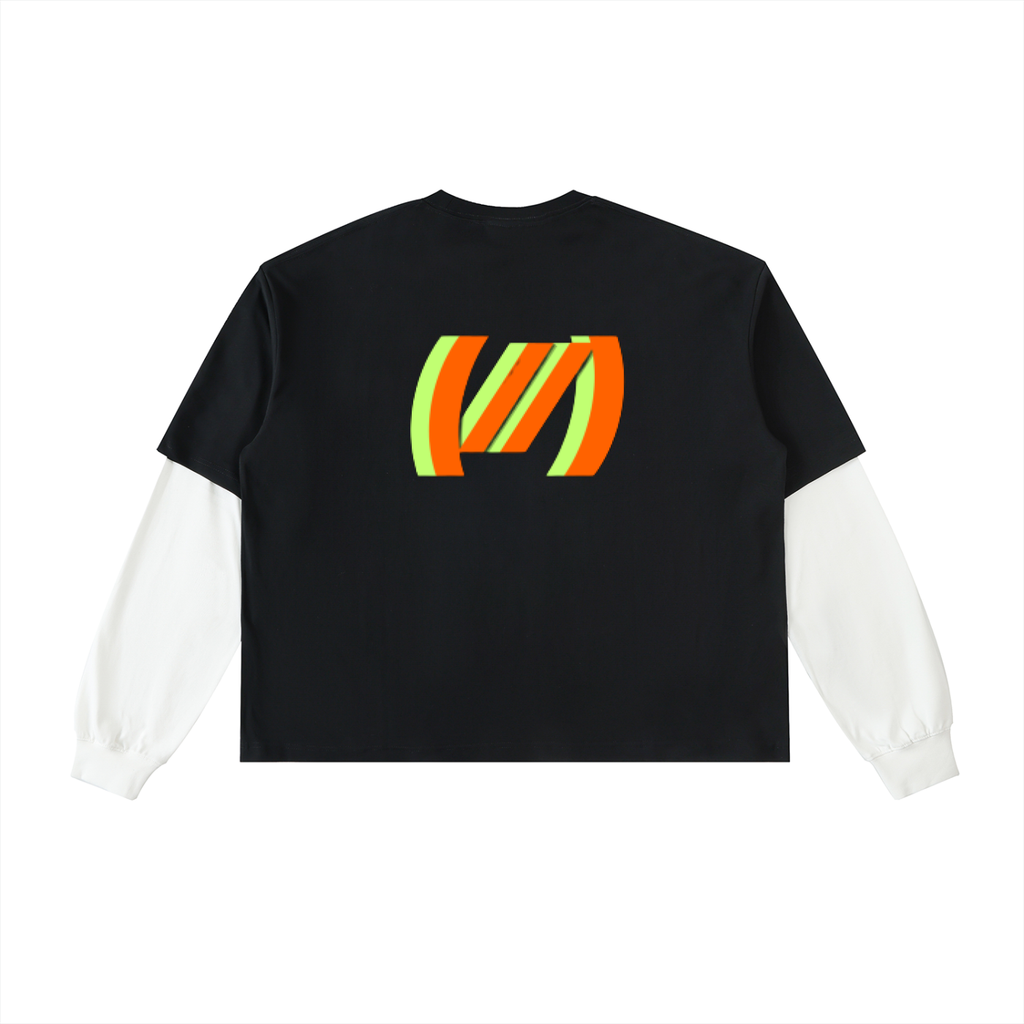 Layered Contrast Sleeve Cotton T-Shirt