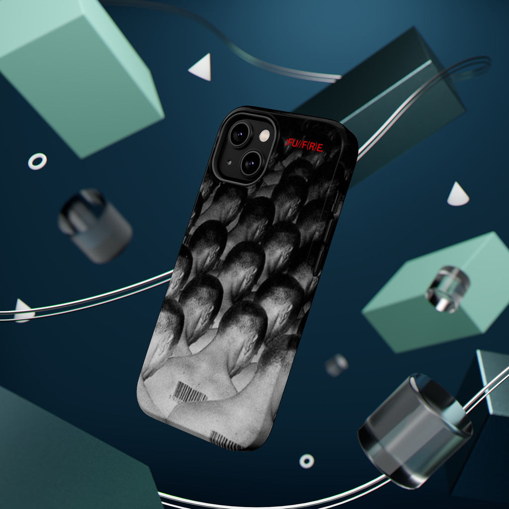 iPhone Magnetic Impact Case — Barcode Heads Monochrome Art Design