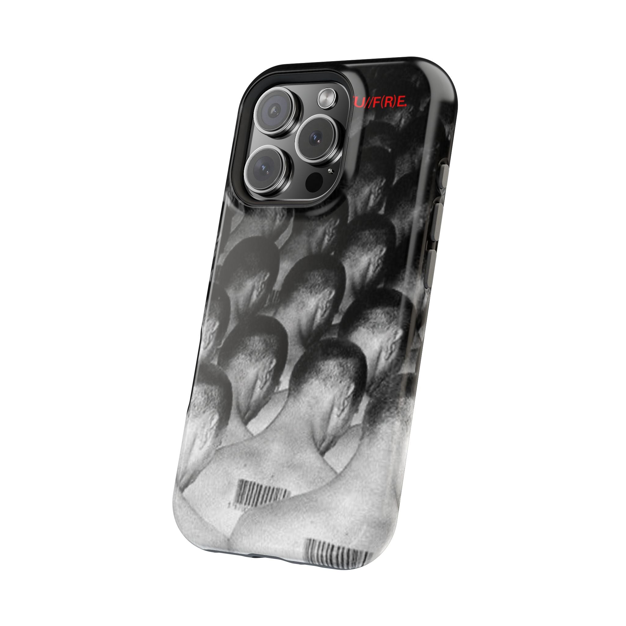 iPhone Magnetic Impact Case — Barcode Heads Monochrome Art Design