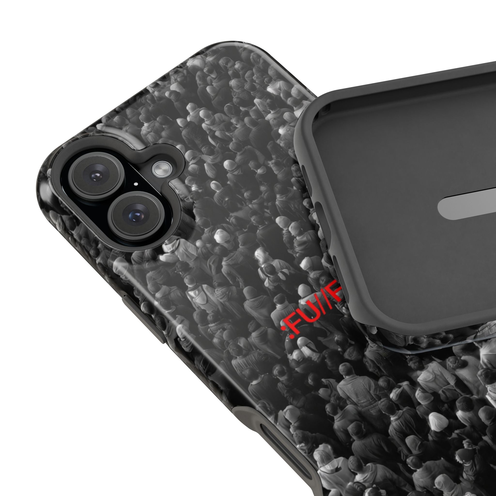 Phone Case — Magnetic Impact-Resistant Case with Red Heart "FUTURE" Crowd Design
