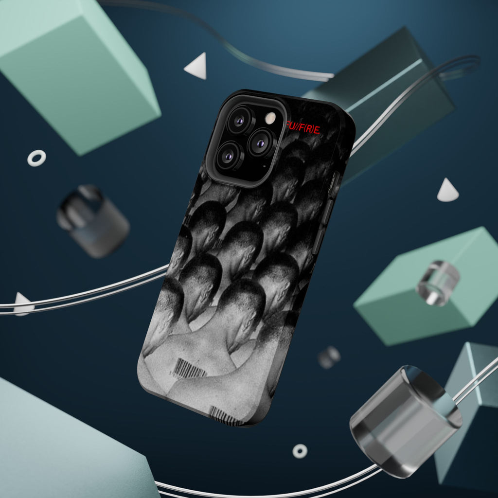 iPhone Magnetic Impact Case — Barcode Heads Monochrome Art Design