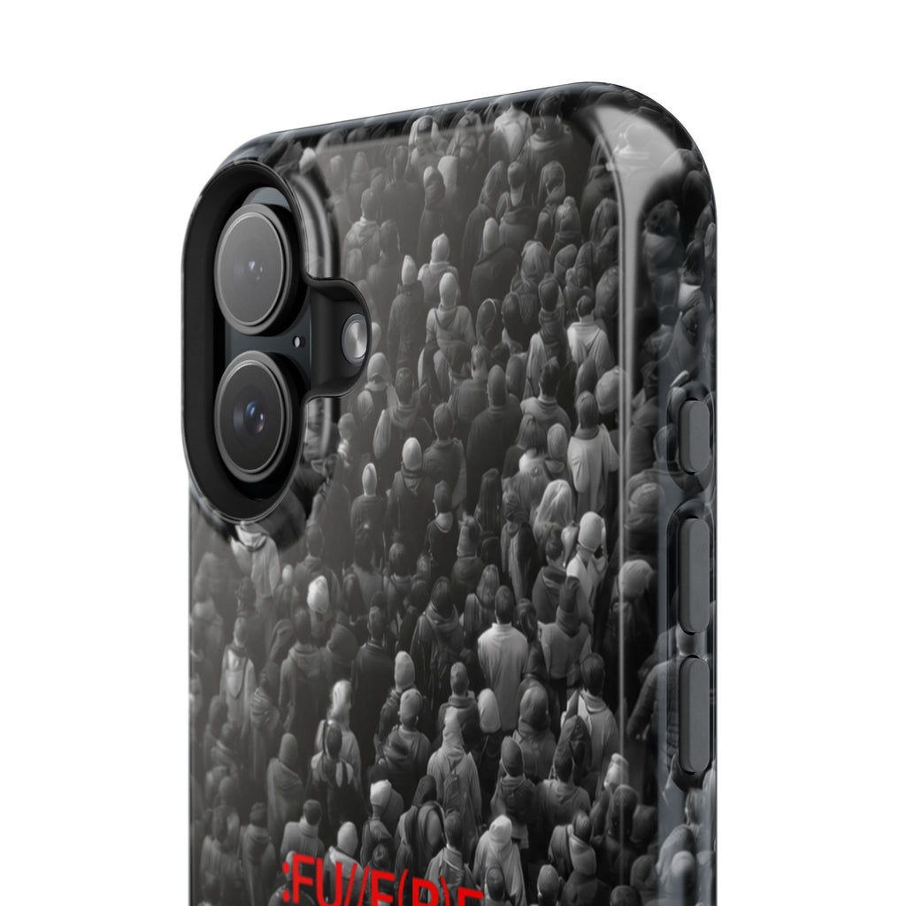 Phone Case — Magnetic Impact-Resistant Case with Red Heart "FUTURE" Crowd Design