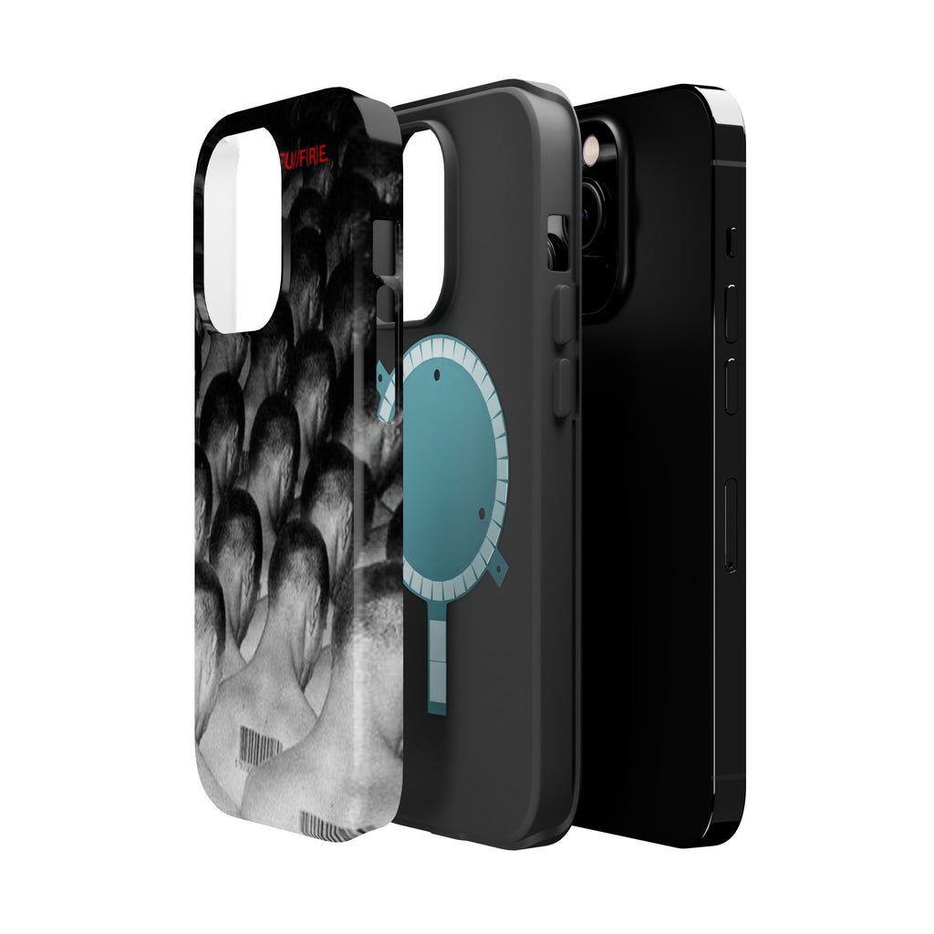 iPhone Magnetic Impact Case — Barcode Heads Monochrome Art Design