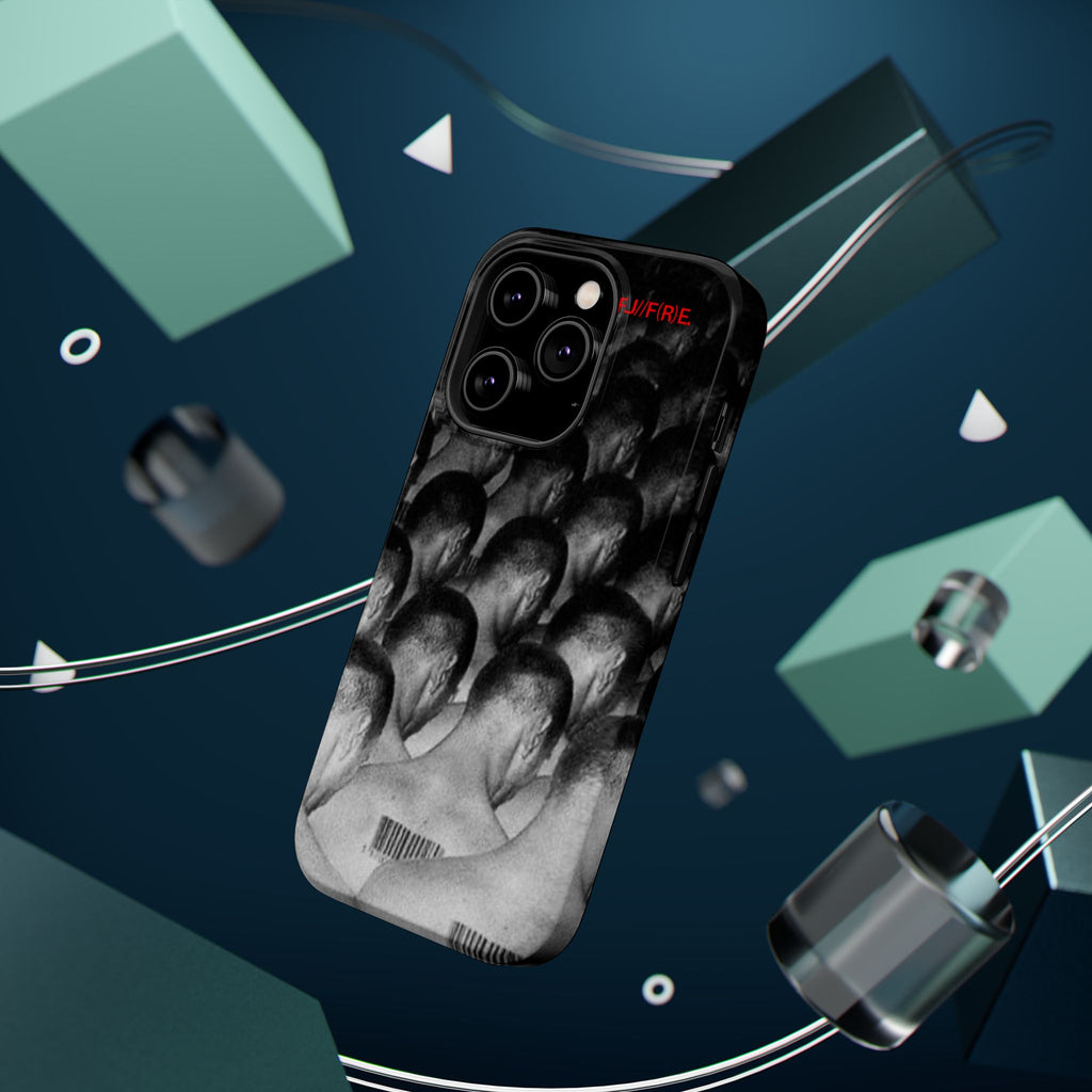iPhone Magnetic Impact Case — Barcode Heads Monochrome Art Design