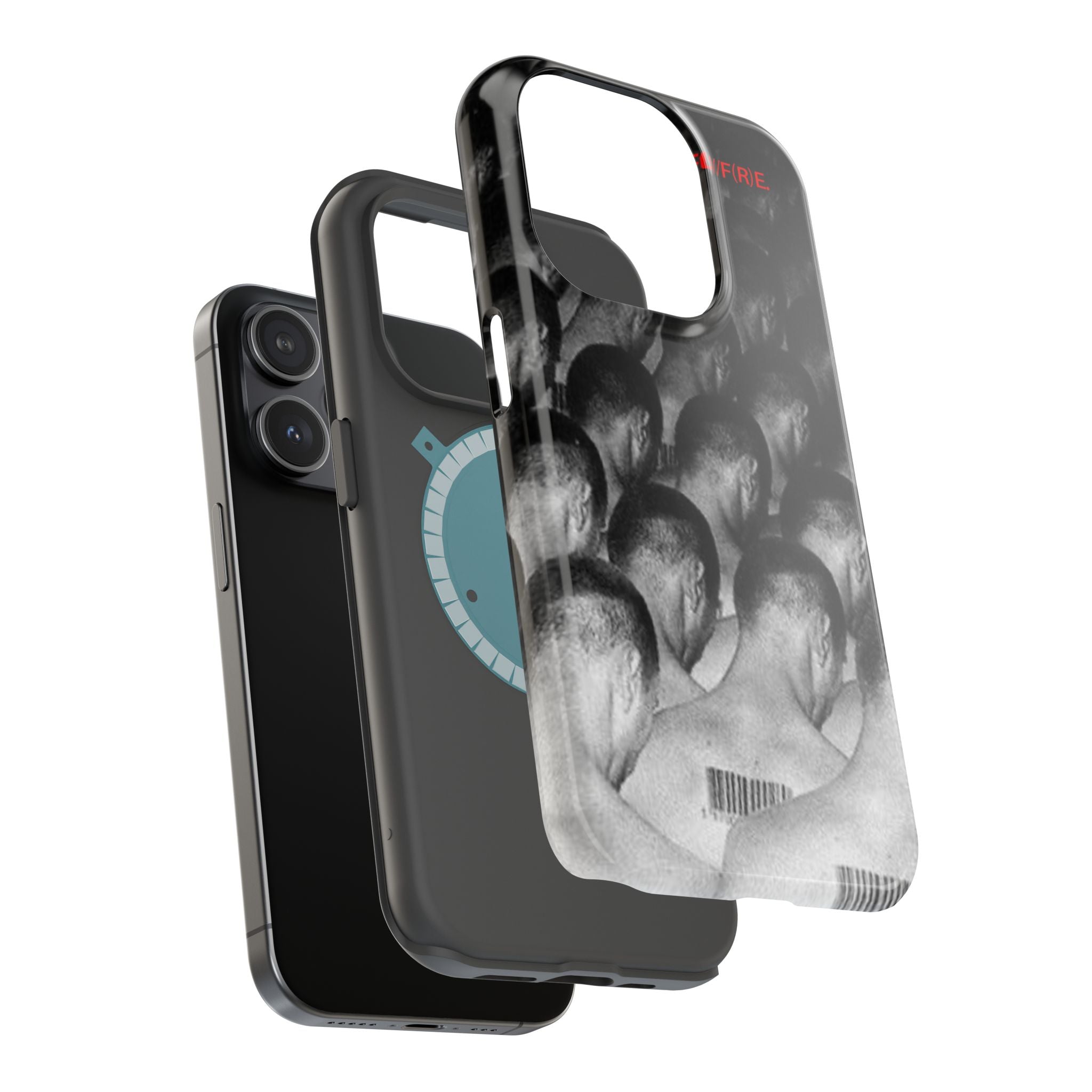 iPhone Magnetic Impact Case — Barcode Heads Monochrome Art Design