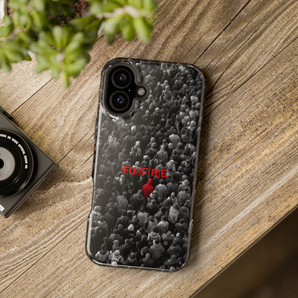 Phone Case — Magnetic Impact-Resistant Case with Red Heart "FUTURE" Crowd Design