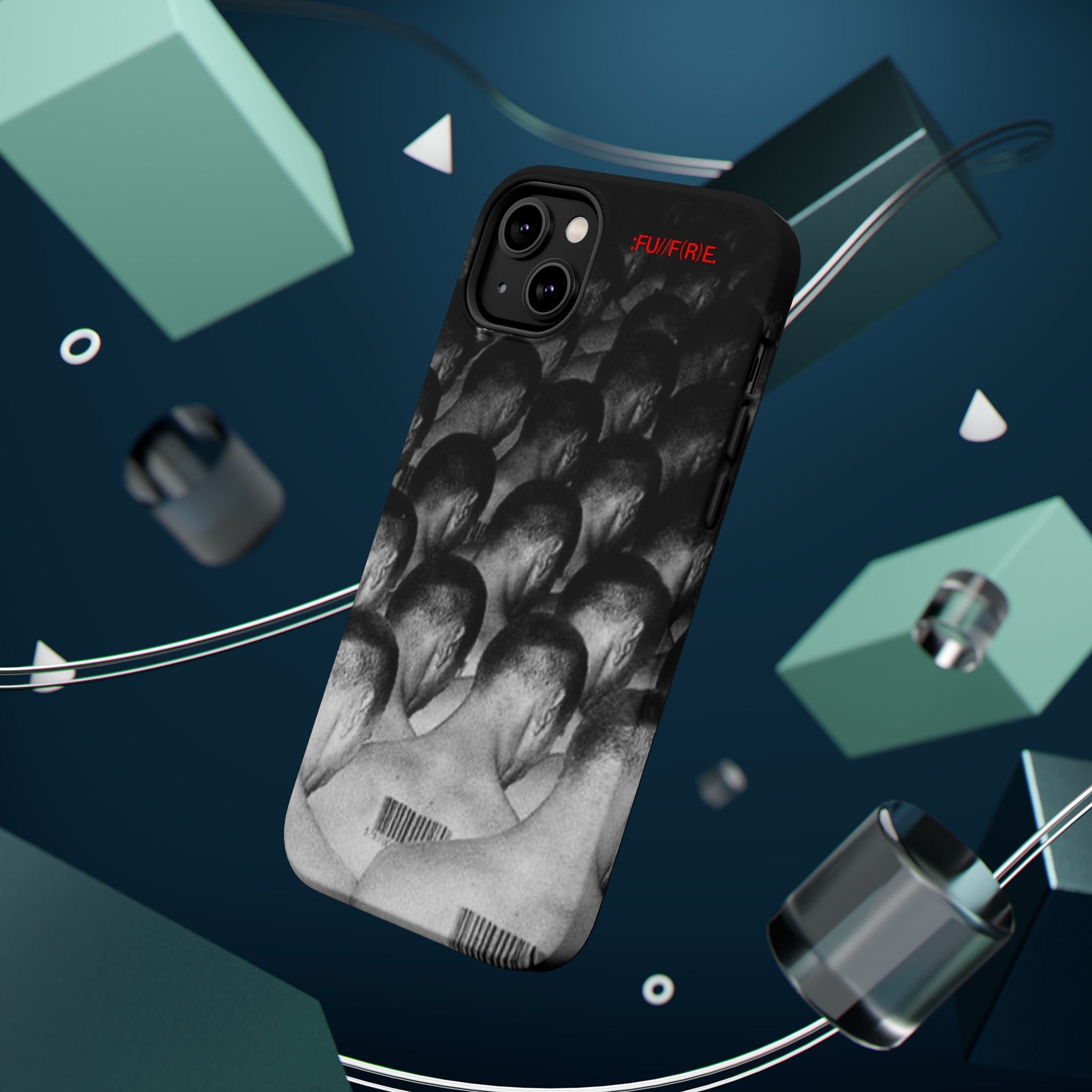 iPhone Magnetic Impact Case — Barcode Heads Monochrome Art Design