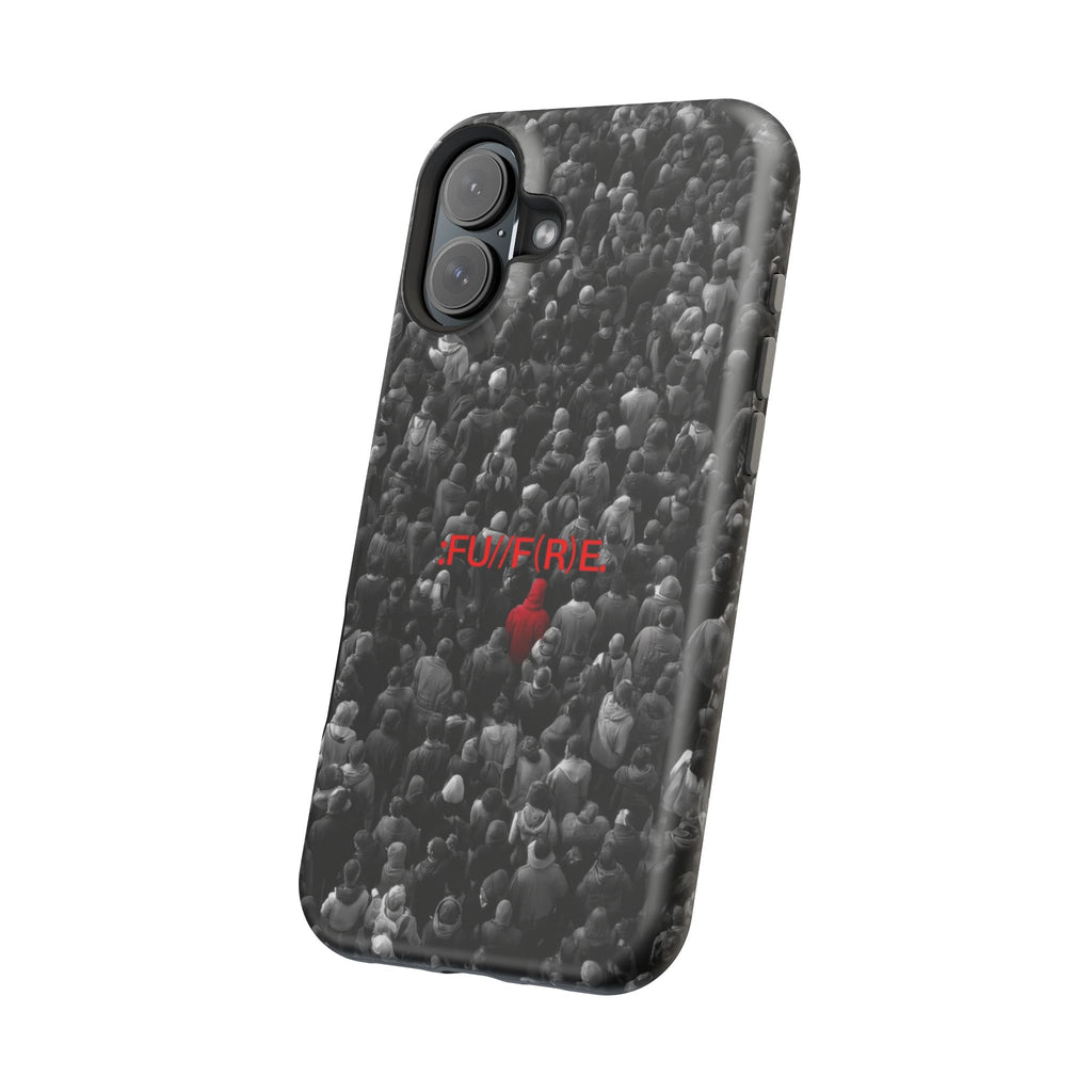 Phone Case — Magnetic Impact-Resistant Case with Red Heart "FUTURE" Crowd Design