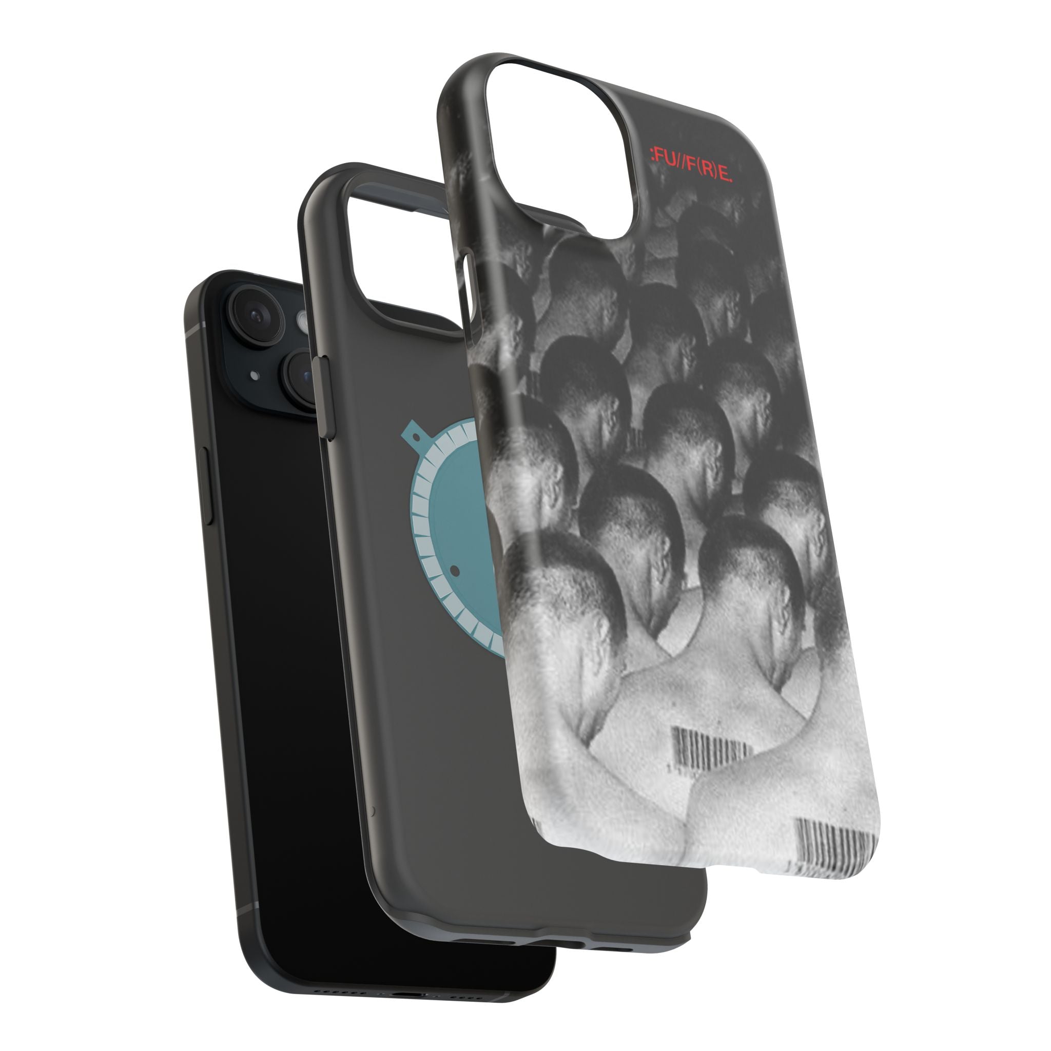 iPhone Magnetic Impact Case — Barcode Heads Monochrome Art Design