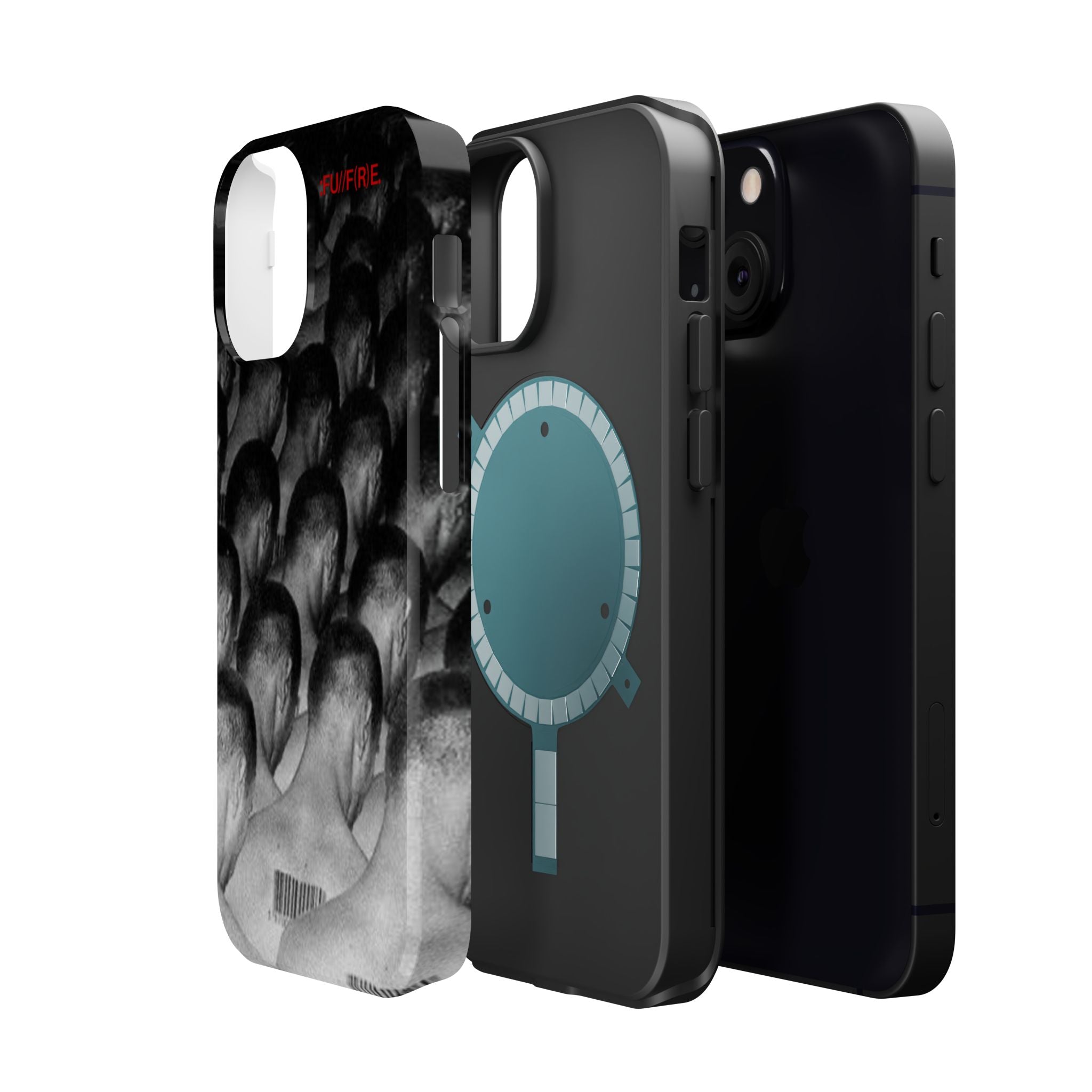 iPhone Magnetic Impact Case — Barcode Heads Monochrome Art Design