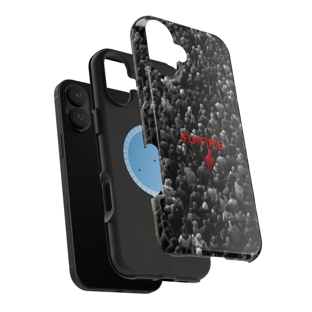 Phone Case — Magnetic Impact-Resistant Case with Red Heart "FUTURE" Crowd Design