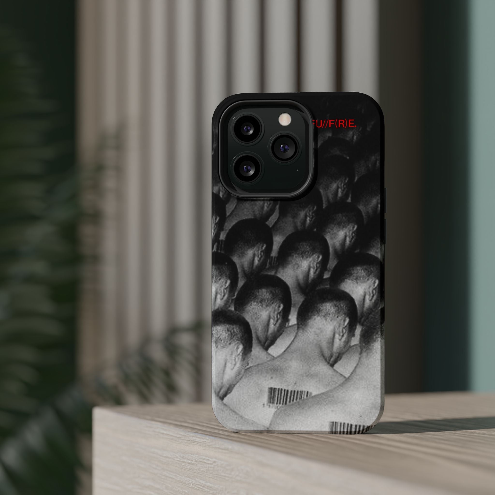 iPhone Magnetic Impact Case — Barcode Heads Monochrome Art Design