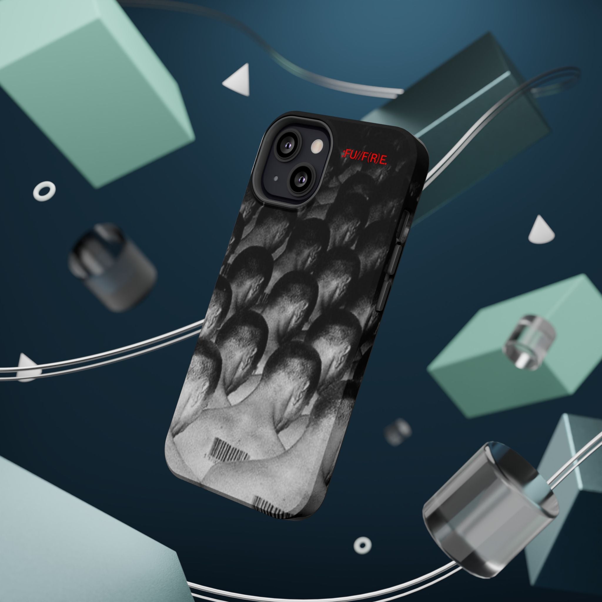 iPhone Magnetic Impact Case — Barcode Heads Monochrome Art Design