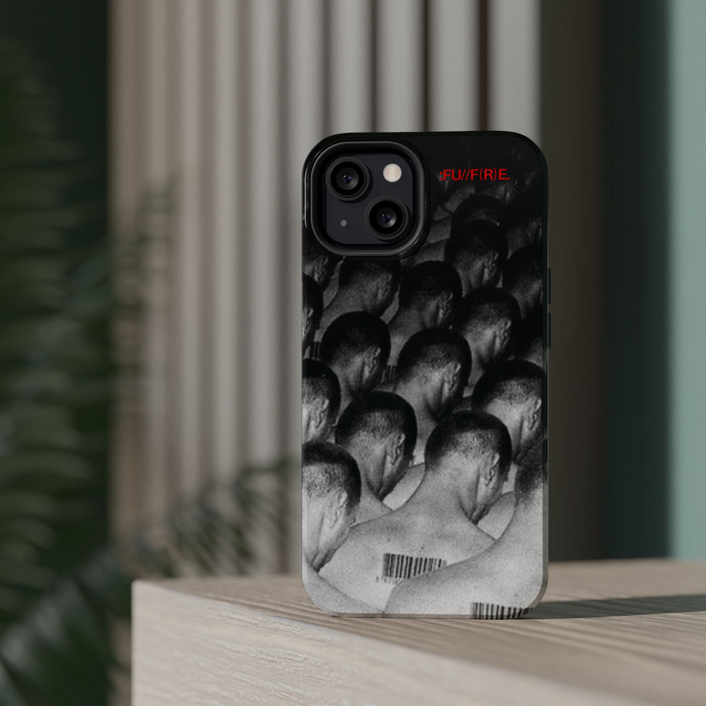 iPhone Magnetic Impact Case — Barcode Heads Monochrome Art Design