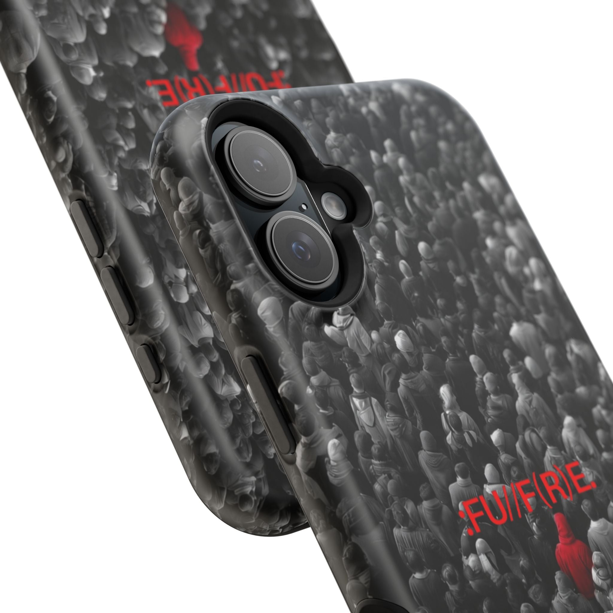 Phone Case — Magnetic Impact-Resistant Case with Red Heart "FUTURE" Crowd Design