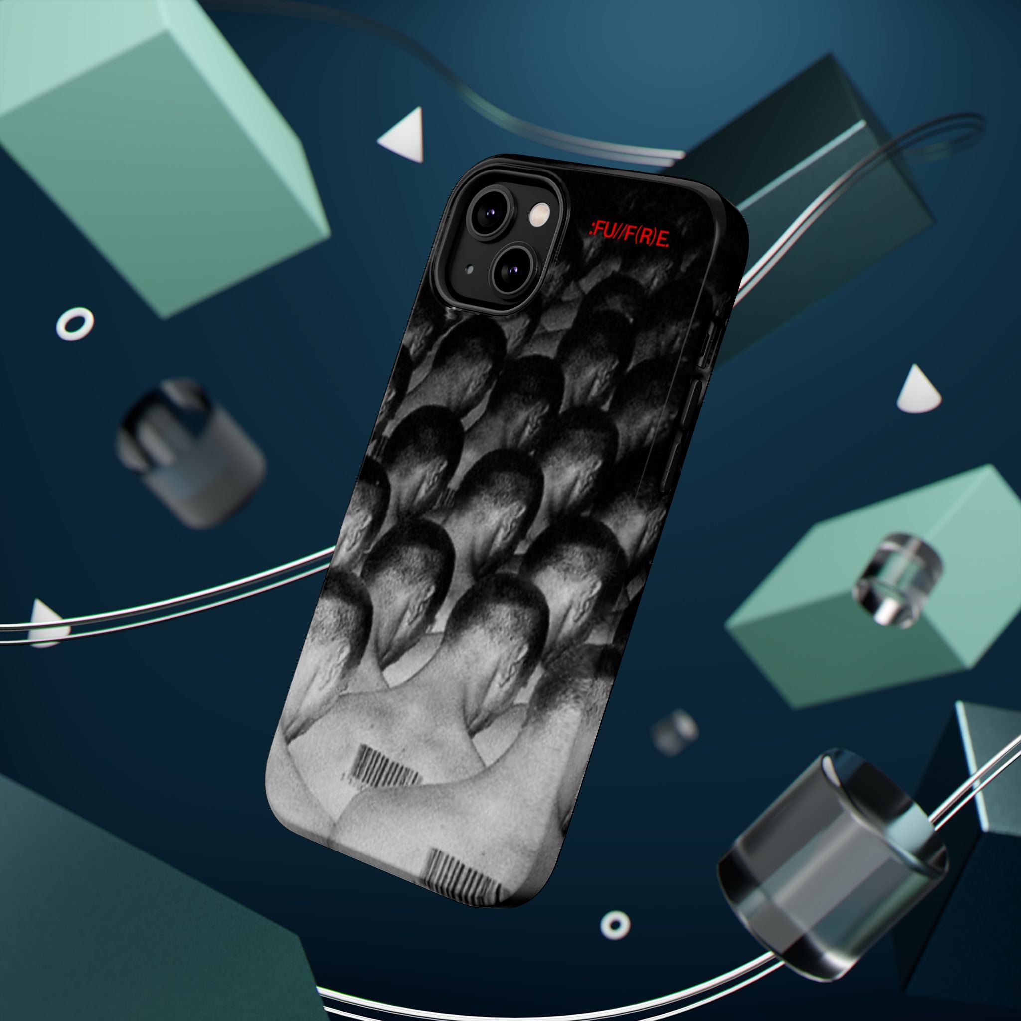 iPhone Magnetic Impact Case — Barcode Heads Monochrome Art Design