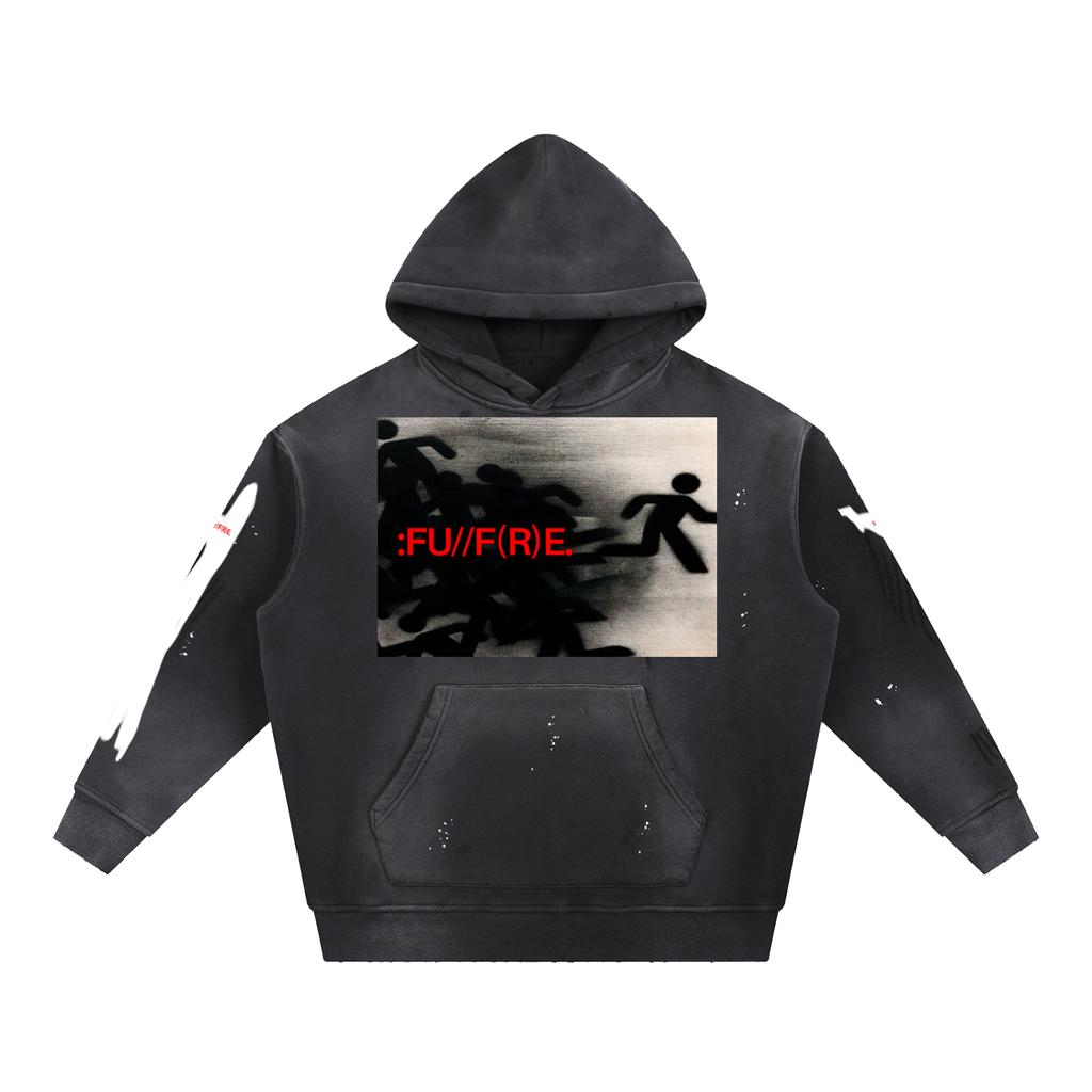 Vintage Washed Frayed Fleece Hoodie
