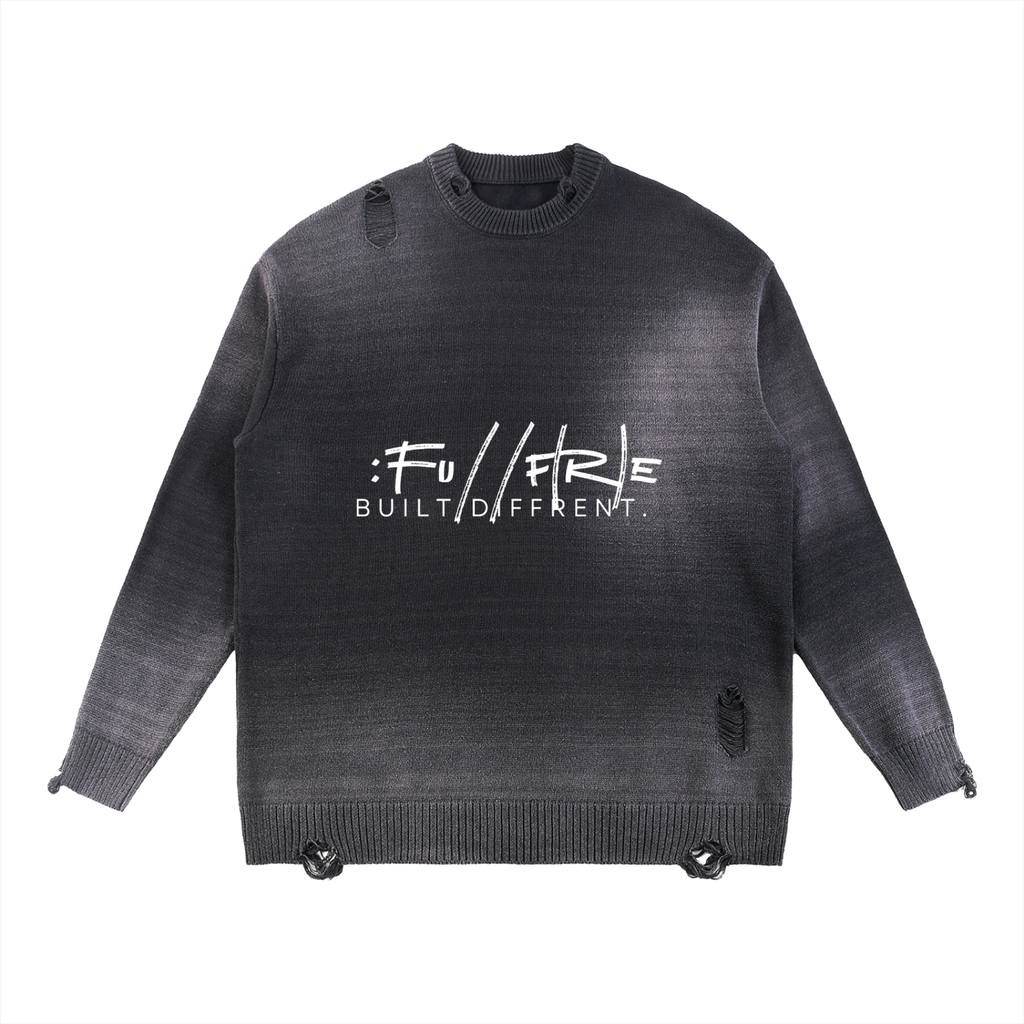 Sun Fade Distressed Ripped Crewneck sweater