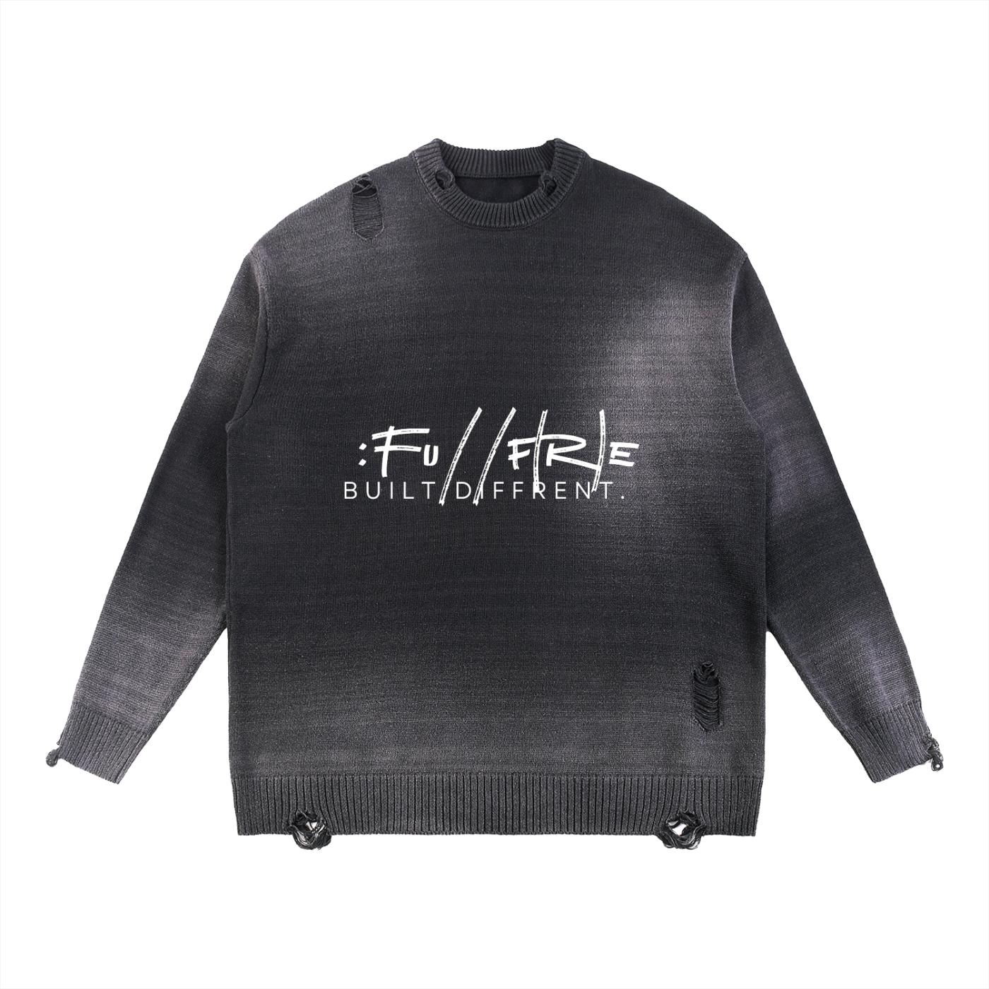 Sun Fade Distressed Ripped Crewneck sweater
