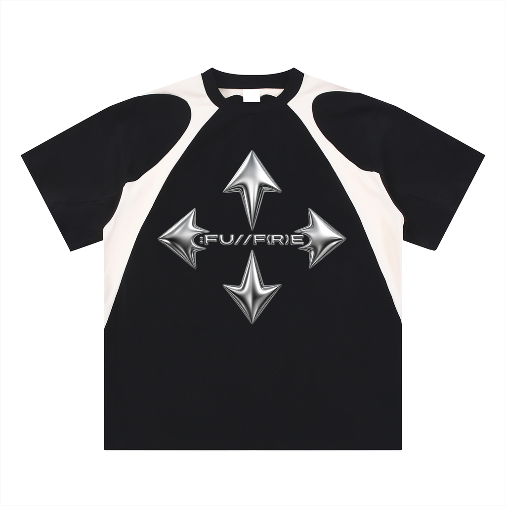 Contrast Panel Cotton T-Shirt